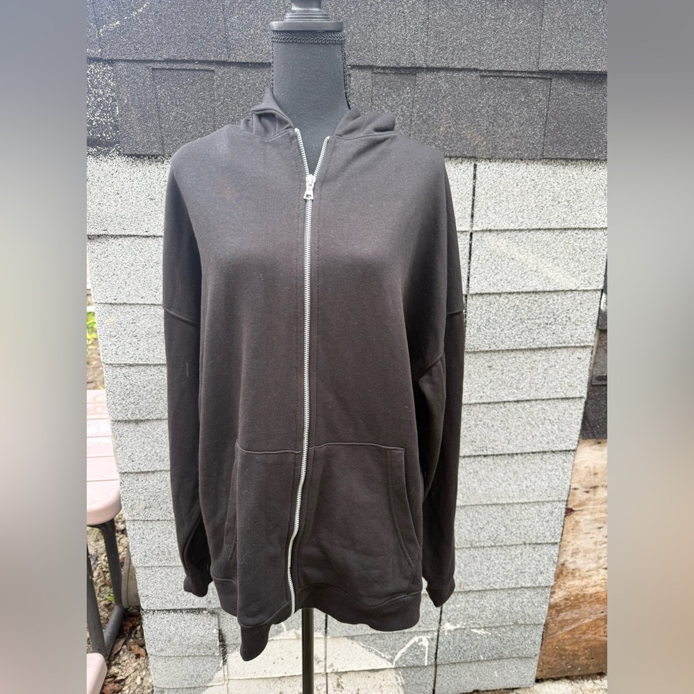 No Boundaries Men's Charcoal Zip-Up Sweater Oversized Fit , Size XL